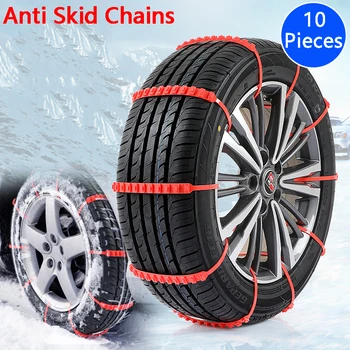 10PC/Set Snow Chain кабелна връзка Найлон PE кола Non-Slip Chain Mat Anti Skid за универсална гума SUV колело гума Дъждовен ден колан лента