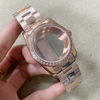 36mm 39mm NH35 случай розово злато гривна от неръждаема стомана каишка сапфир стъкло за datejust Seiko NH36 движение мъже жени часовник