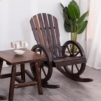 Чист твърд дървен люлеещ се стол квадратна маса / карбонизирана масичка за кафе / карбонизирана / инвалидна маса и стол / на открито