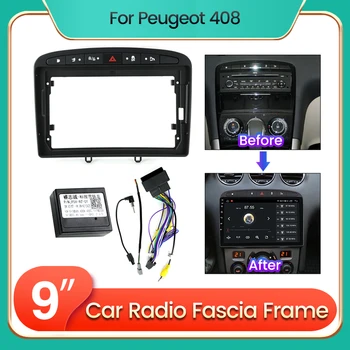 2din Android кола радио GPS мултимедиен плейър фасция панел рамка със захранващ кабел Canbus кутия за Peugeot 408 Peugeot 308 308SW