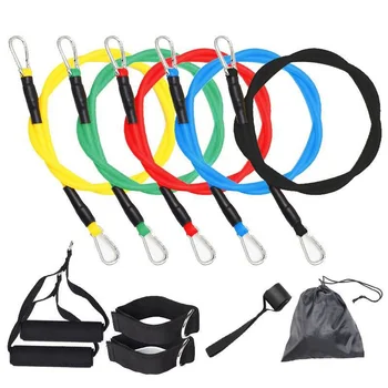 11 парче комплект дърпач на въже за теглене домашен фитнес оборудване съпротивление лента сила обучение гръдните мускули