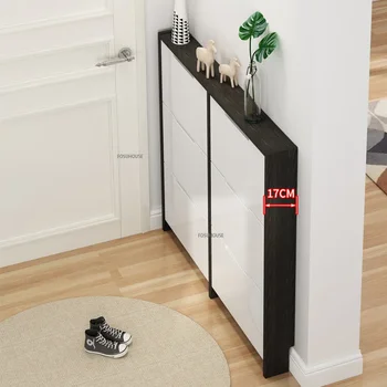 Nordic Light Luxury Tipping Bucket Shoe Cabinet Ultra-thin Shoes Rack Входни шкафове за съхранение с голям капацитет Мебели за дома