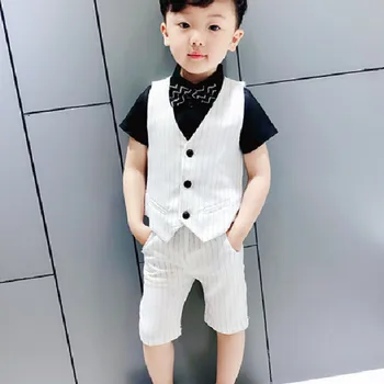 New Boys Summer Set Three Pieces Striped 2- 8 old Children Tracksuit Summer Kids Clothes 9ST045