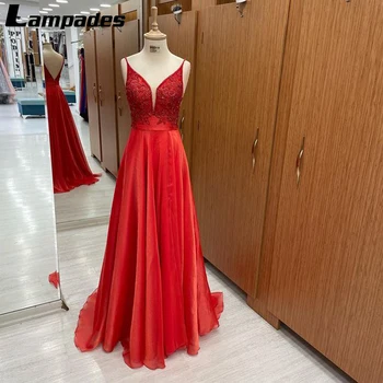 Красива червена абитуриентска рокля Искряща вечерна рокля с A-Line силует и рокля с висока талия за жени