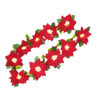 1PC Коледа червено цвете плодове низ светлини врата Трегер лампа орнамент (червен 2M)