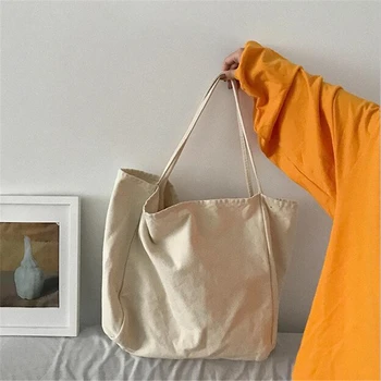 Canvas пратеник чанта жени голям капацитет пазаруване чанта прост дама рамо чанта плътен цвят дръжка чанта за многократна употреба дизайнер мъкна