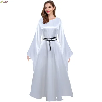 Жените ренесансова средновековна рокля викторианска рокля дълги ръкави бели реколта косплей костюм рокли кралица рокля плюс размер XXL