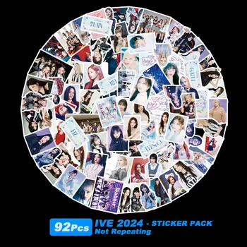 Kpop Idol 92Pcs / комплект стикери IVE 2024 Албум на феята Стикери Ново за стикери Хладилник кола каска DIY тетрадка скейт