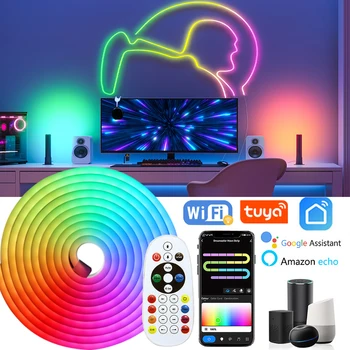 RGBIC Tuya Smart Life Neon Strip Light DC12V гъвкава неонова лента за домашно парти Неоново въже Работа с Alexa Google