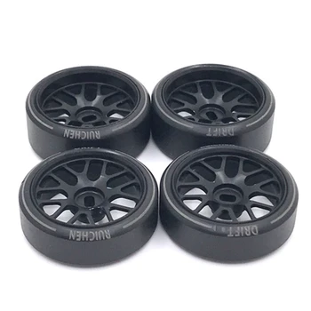 4Pcs Метални джанти на колелата Твърди пластмасови гуми за гуми за Wltoys 284131 K969 K989 P929 Mini-Z 1/28 RC автомобилни ъпгрейди части,2