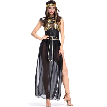 карнавално парти Хелоуин Египетска Клеопатра костюм жени възрастен египет кралица косплей костюми секси златна фантазия рокля