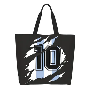 Kawaii печат Messied Soul Tote пазарска чанта трайни платно рамо купувач 10 Аржентина футбол чанта
