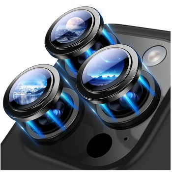 Черна титаниева защита на обектива на камерата за iPhone 15 Pro Max 14 Plus 13 15Pro iPhone15 15Plus аксесоар за протектор от закалено стъкло