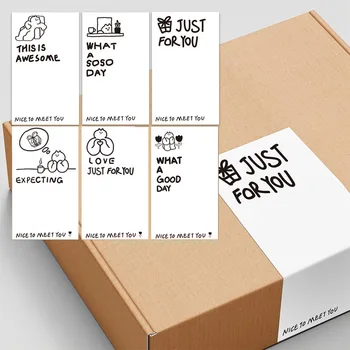 20-50pcs Черно и бяло прост стил стикер подарък кутия опаковка запечатване печене торта бонбони кутия декорация магазин опаковка етикет