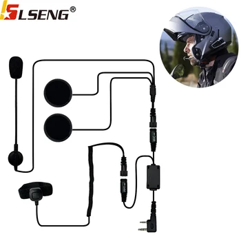 LSENG каска слушалки 2 пинов PTT мотоциклет слушалки за уоки токи Baofeng UV5R UV82 Kenwood Puxing двупосочно радио