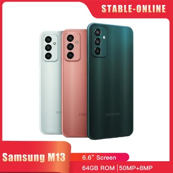 Оригинален Samsung Galaxy M13 M135F/DSN 4G мобилен телефон Dual SIM 6.6'' 4GB RAM 64GB ROM 50MP+8MP Exynos 850 Окта-ядрен мобилен телефон