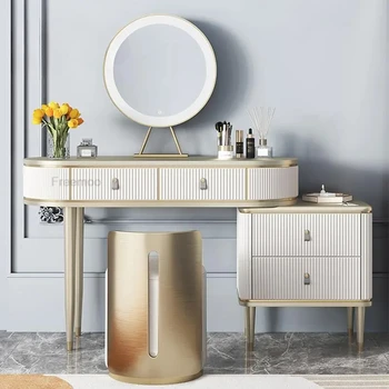 Дизайнер грим маса светлина луксозна суета комбинация с огледало грим стол дома спалня мебели скрин маса комплект
