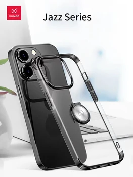 За iPhone 14 Pro Max Case Луксозен прозрачен твърд PC защитен капак с държач за пръстен за iPhone 14 Pro Max Coque за iP 14 Xundd