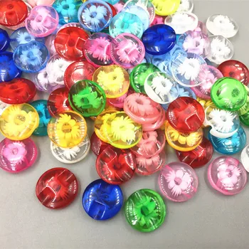 DIY 200PCS смола бутони прозрачен цвете смесен цвят декорация шиене Scrapbooking 12.5mm