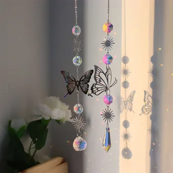 Wind Chimes Crystal Butterfly Demon Eye Wind Chime Outdoor Ornament Handmade Hanging Suncatcher Home Decor Подаръци за домашна градина