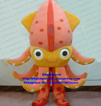 Розов октопод дяволска риба октопод сепия мастилена риба сепия сепия калмари каламари талисман костюм универсален магазин за възрастни Благодаря Уил zx2371