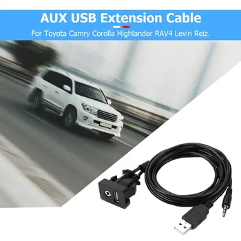 Car Dash Board 3.5mm USB удължителен кабел Отличен панел за технология за производство на метал AUX във входно гнездо за Toyota