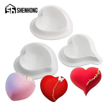 SHENHONG 4 инчов дизайн на сърцето Мус за Свети Валентин Инструменти за печене на сладкиши Силиконови форми за торта Годишнина от сватбата Десертни форми