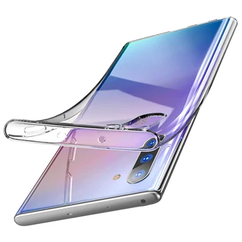 Оригинален прозрачен силиконов калъф за телефон за Samsung Galaxy Note 10 Plus 10+ Ултра тънък прозрачен мек калъф за Samsung Note 10 Plus