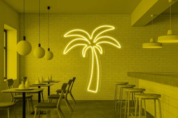 Palm Tree Neon Sign USB Powered for Room Decor, LED Neon Light Sign Dimmable Night Light for Restaurant Wall Art Home Decoration