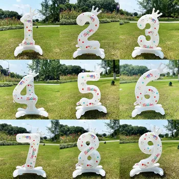 32 инча бял номер щанд 0-9 форма балони алуминиев филм рожден ден парти декор дете играчка годишнина балони