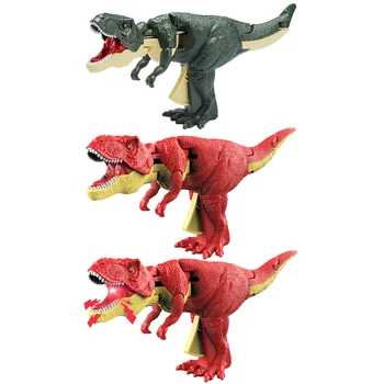 Динозавърска играчка ръчно задвижвана телескопична пружинна люлка динозавърска играчка с подвижни стави Тиранозавър Рекс модел подаръци за деца