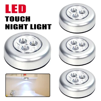 3LED сензорен превключвател LED нощна светлина спалня гардероб стълби докосване контрол светлина кабинет безжична лампа батерии захранва стенни лампи