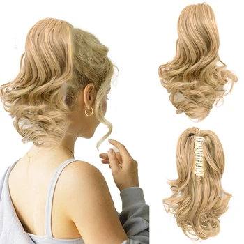 Synthetic Claw Clip On Ponytail Hair Extensions Short Straight Natural Tail False Hair For Women Pony Tail Hair Hairpiece
