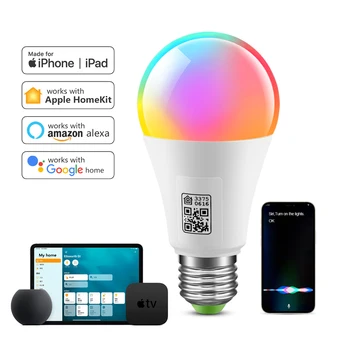 MFI сертифициран Homekit LED Smart WiFi крушка Siri Voice APP Control RGB нощна лампа за Apple Home Kit App Alexa Google Home