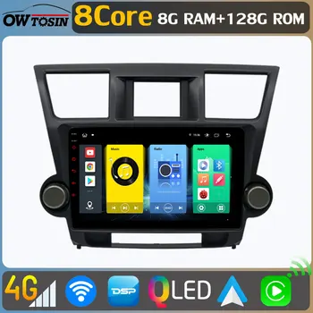 Owtosin 8Core 8+128G Android 10 Автомобилна мултимедия за Toyota Highlander Kluger 2 XU40 2007-2013 Радио QLED 1280 * 720P GPS навигация