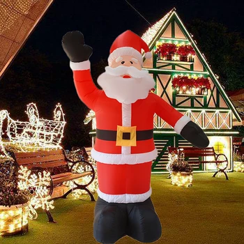 1.8m Коледна украса Дядо Коледа размахва ръка надува карикатура гигант с вградени LED светлини Коледа парти Нова година градина деко