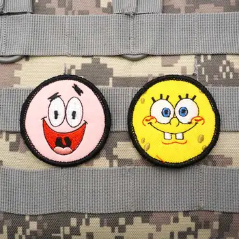 карикатура военни тактически бродирани кръпки лента за ръка раница значка с кука подложка за облекло