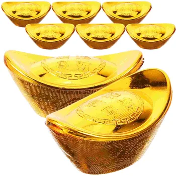 Пластмасов слитък Златен слитък декори симулирани златни слитък бонбони слитък кутии бонбони кутия етап подпори злато Yuanbao кутия за съхранение