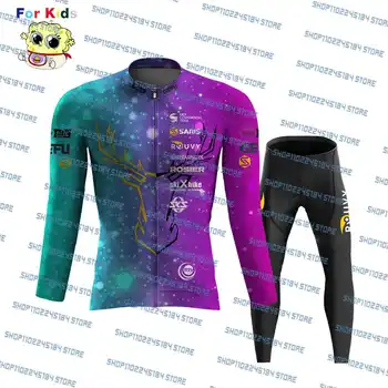 Kids 2023 Saris Child Cycling Jersey Set Облекло за състезателно колоездене Дълъг ръкав Ropa Ciclismo Bike Suit