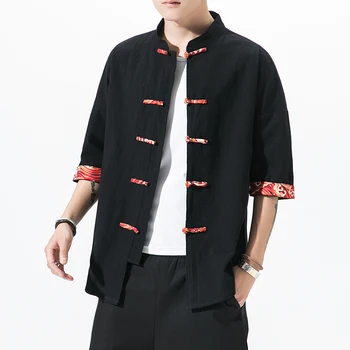 китайски стил къс ръкав есен реколта риза мъжка мода хип-хоп streetwear мъжки риза къс ръкав блуза мъжки ризи 5XL