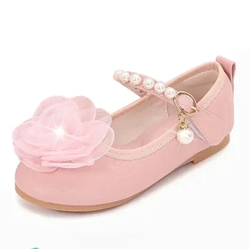 Момичета кожени обувки есен ново цвете момиче принцеса обувки мека подметка плоско дъно удобни бебе Childre's ежедневни обувки