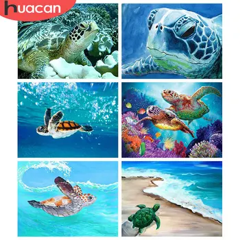HUACAN 5D DIY диамантена живопис костенурка стена изкуство пълен квадрат диамант бродерия животински мозайка море ръкоделие дома декор
