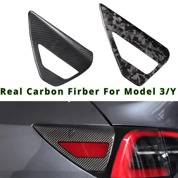 За Tesla Модел 3 Модел Y 2017-2022 Реални въглеродни влакна зареждане порт защита капак панел лява страна кола авто аксесоари