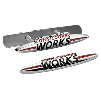 3D метал John Works предна решетка емблема значка JCW лого кола стикери Decal аксесоари за мини Cooper R50 R52 R57 R58 R6 F55 F56