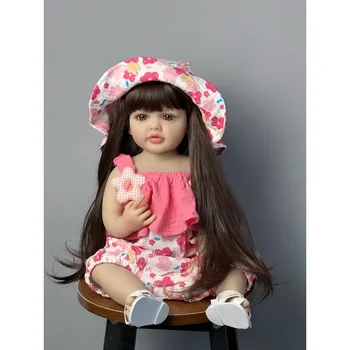55CM Прероден бебе момиче кукла играчка мек силиконов реалистичен 22Inch преродени кукли малко дете изкуство кукла рожден ден подаръци за дете