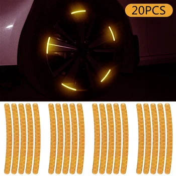 Универсални стикери за джанти на колелата Светлоотразителен стикер за кола стикер колело жълто 20pcs декоративна нано лента стикер отразяващи автомобили