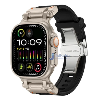 TPU Спортна каишка за Apple Watch 9 45mm Ultra 2 49MM 44mm 42mm Титанов цвят силиконова лента за часовник за iWatch9 8 SE 7 6 4 5 3 2 1