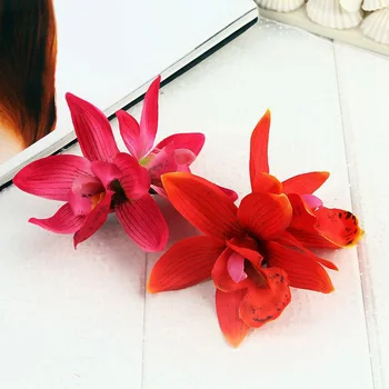 Нова мода орхидея цвете щипка за коса жени корейски бохо коса бижута червено/синьо фиби момичета плаж шапки аксесоари щипки за коса