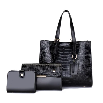 Designer Pu кожа жени чанти пратеник чанти високо качество дами рамо пътуване чанта случайни 3 парчета комплект голяма пазарска чанта Crossbody чанта