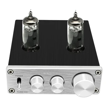 FX-AUDIO TUBE-03 HiFi аудио предусилвател 6K4 Усилвател на вакуумна тръба Буфер Тройно регулиране на басите RCA предусилвател EU Plug AC100-240V